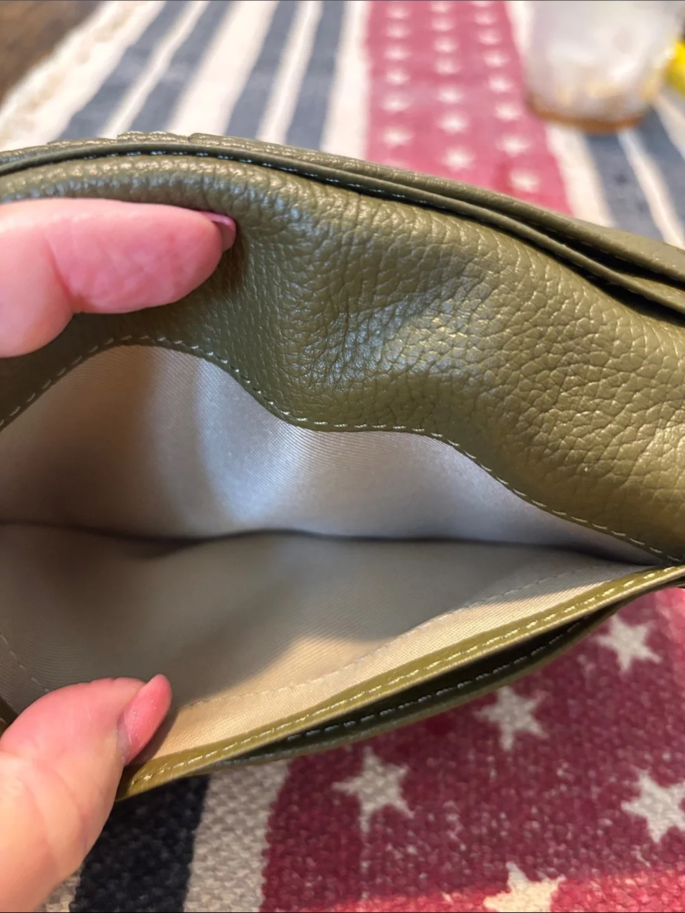 American Leather Co. Olive Green Leather Zip Wallet